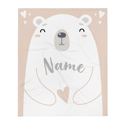 Personalized Name Blanket - Bear and Hearts