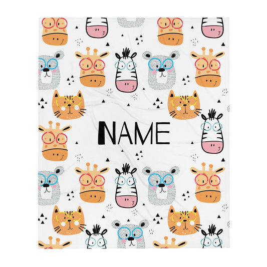 Personalized Name Blanket - Cute Cartoon Animals