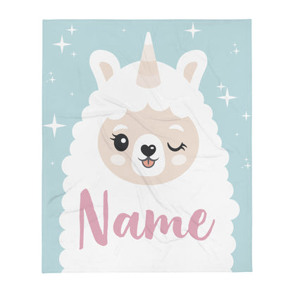 Personalized Name Blanket - Lama and Stars