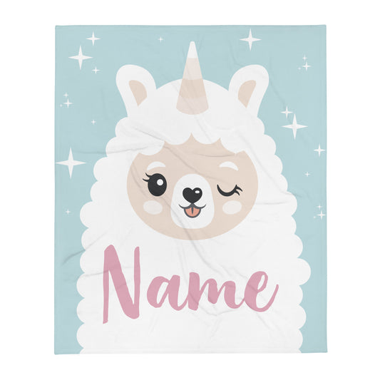 Personalized Name Blanket - Lama and Stars