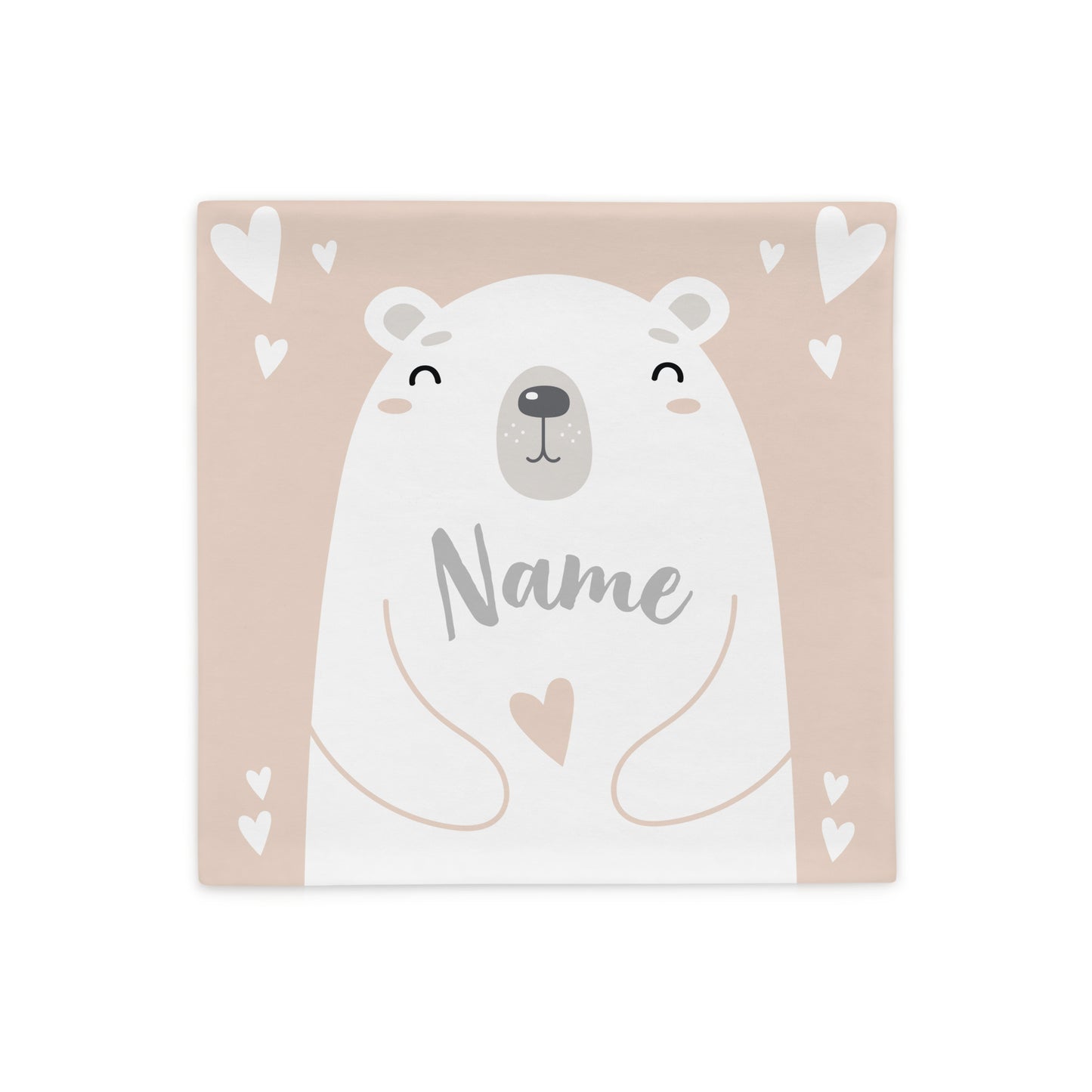 Personalized Name Pillow - Bear and Hearts