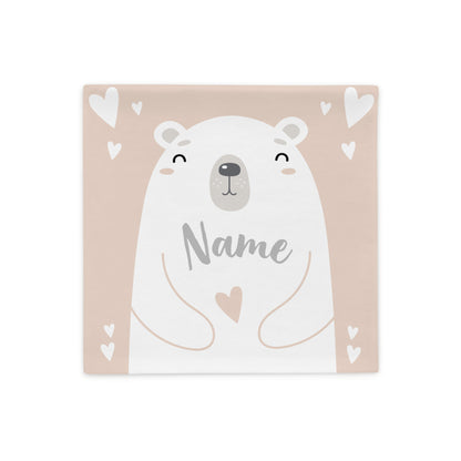 Personalized Name Pillow - Bear and Hearts