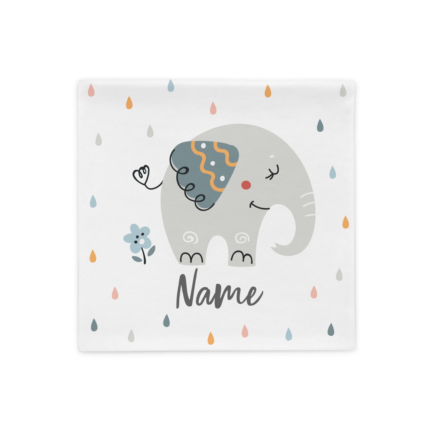 Personalized Name Pillow - Blue Elephant