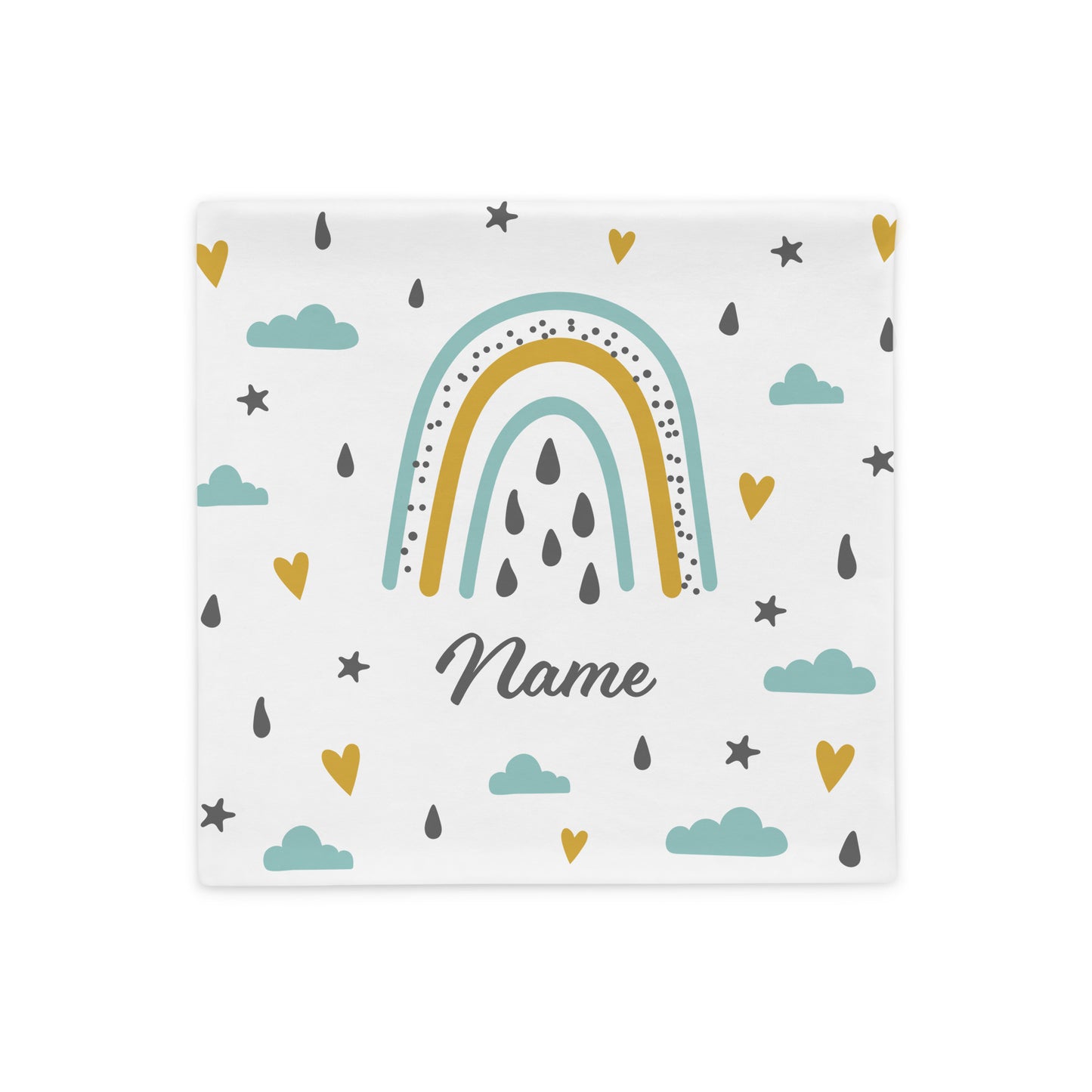 Personalized Name Pillow - Blue Rainbow