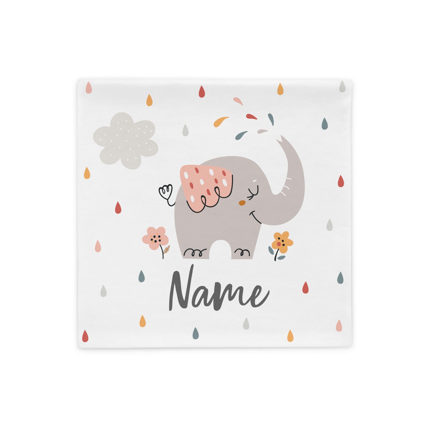 Personalized Name Pillow - Pink Elephant