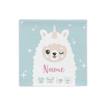 Personalized Birth Stats Pillow - Lama and Stars