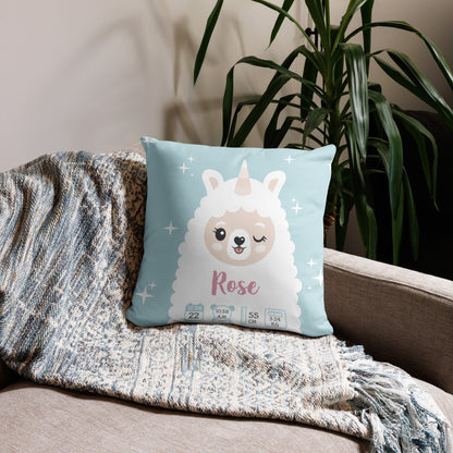 Personalized Birth Stats Pillow - Lama and Stars