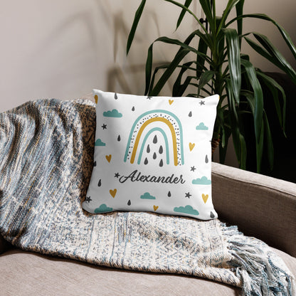 Personalized Name Pillow - Blue Rainbow