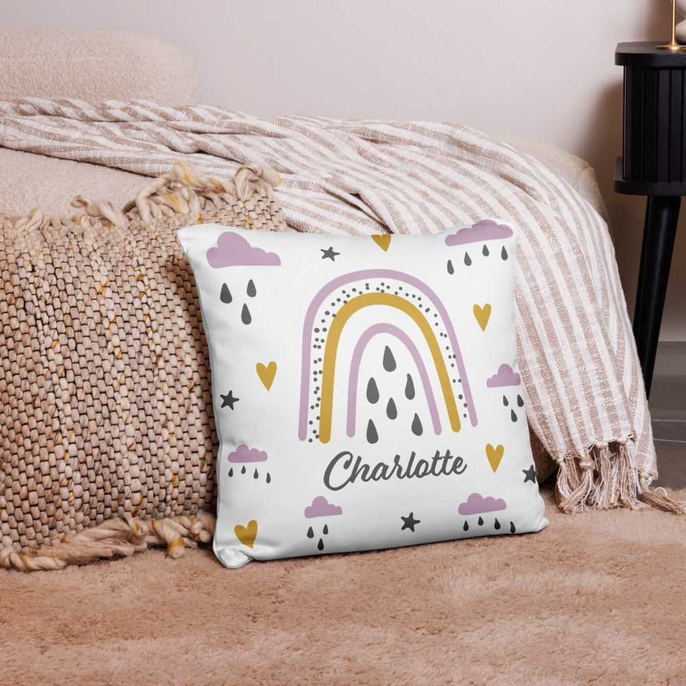 Personalized Name Pillow - Pink Rainbow