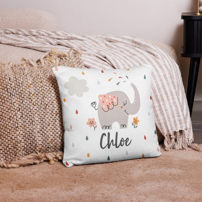 Personalized Name Pillow - Pink Elephant