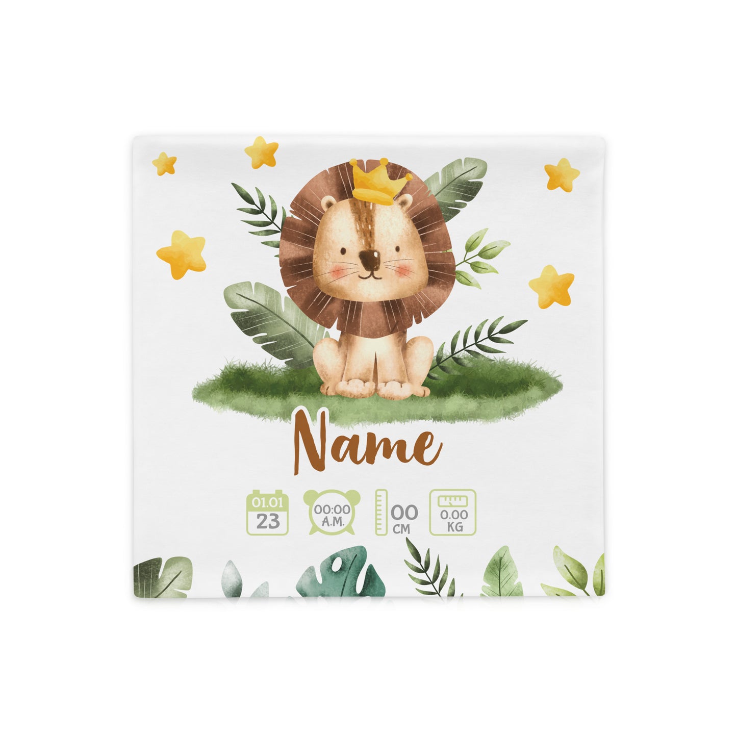 Personalized Birth Stats Pillow - Lion and Stars