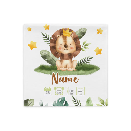 Personalized Birth Stats Pillow - Lion and Stars