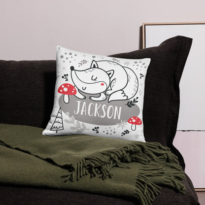 Personalized Name Pillow - Woodland Fox