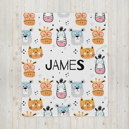 Personalized Name Blanket - Cute Cartoon Animals