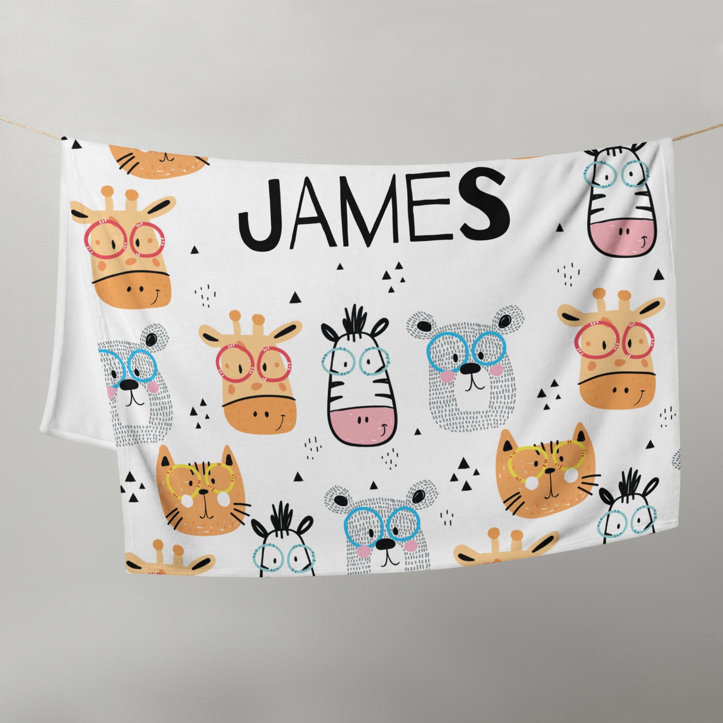 Personalized Name Blanket - Cute Cartoon Animals