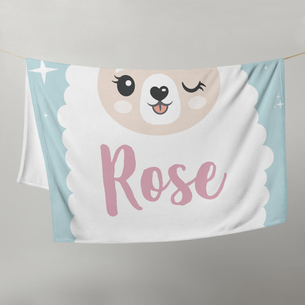 Personalized Name Blanket - Lama and Stars