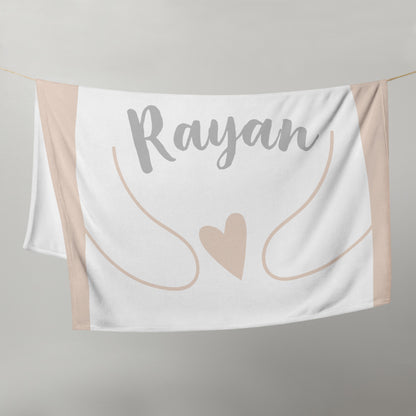 Personalized Name Blanket - Bear and Hearts