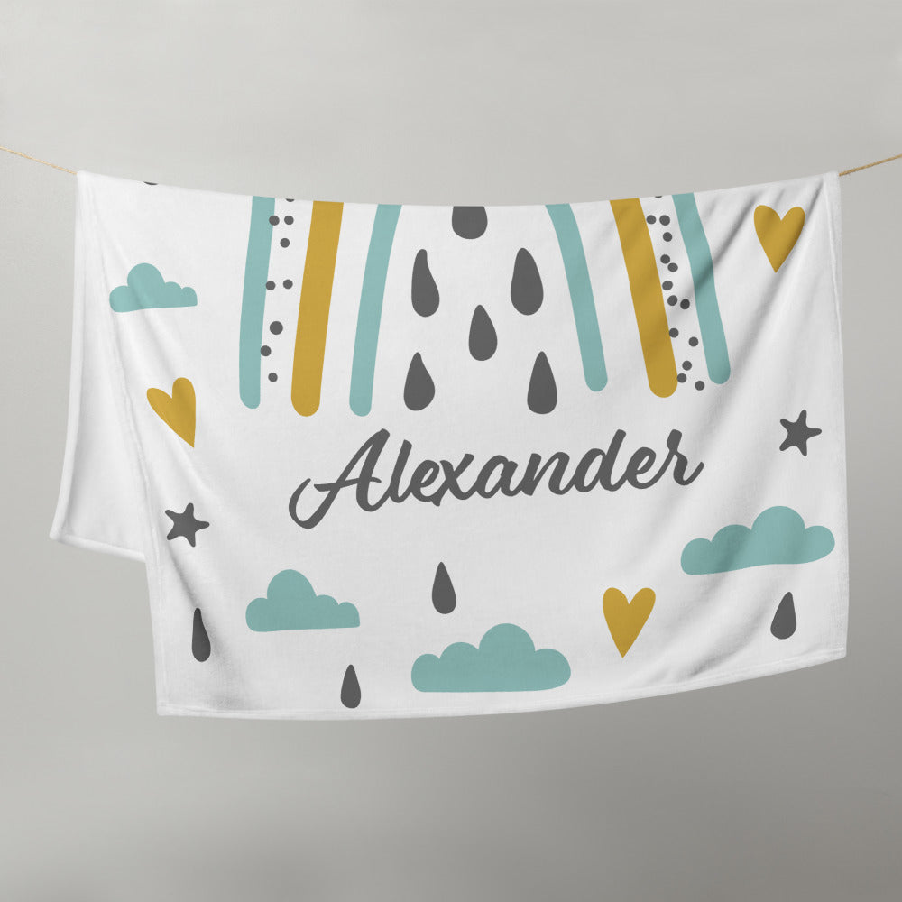 Personalized Name Blanket - Blue Rainbow