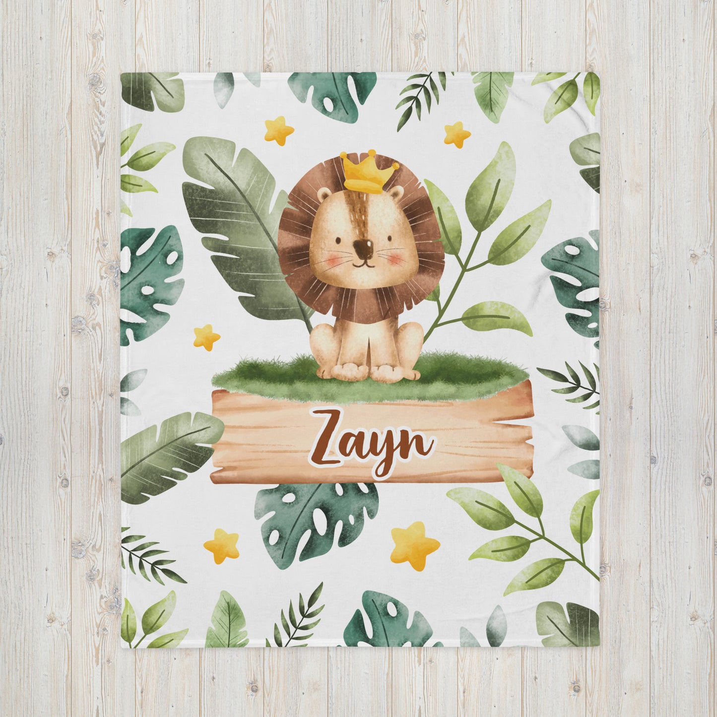 Personalized Name Blanket - Lion and Stars