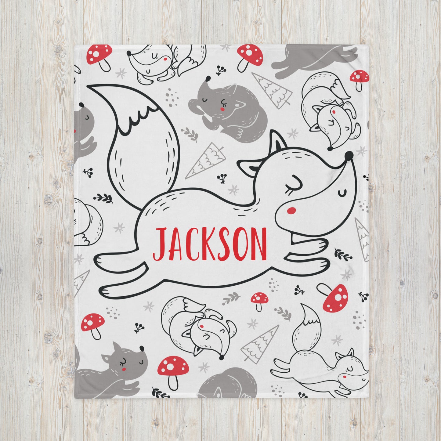 Personalized Name Blanket - Woodland Fox