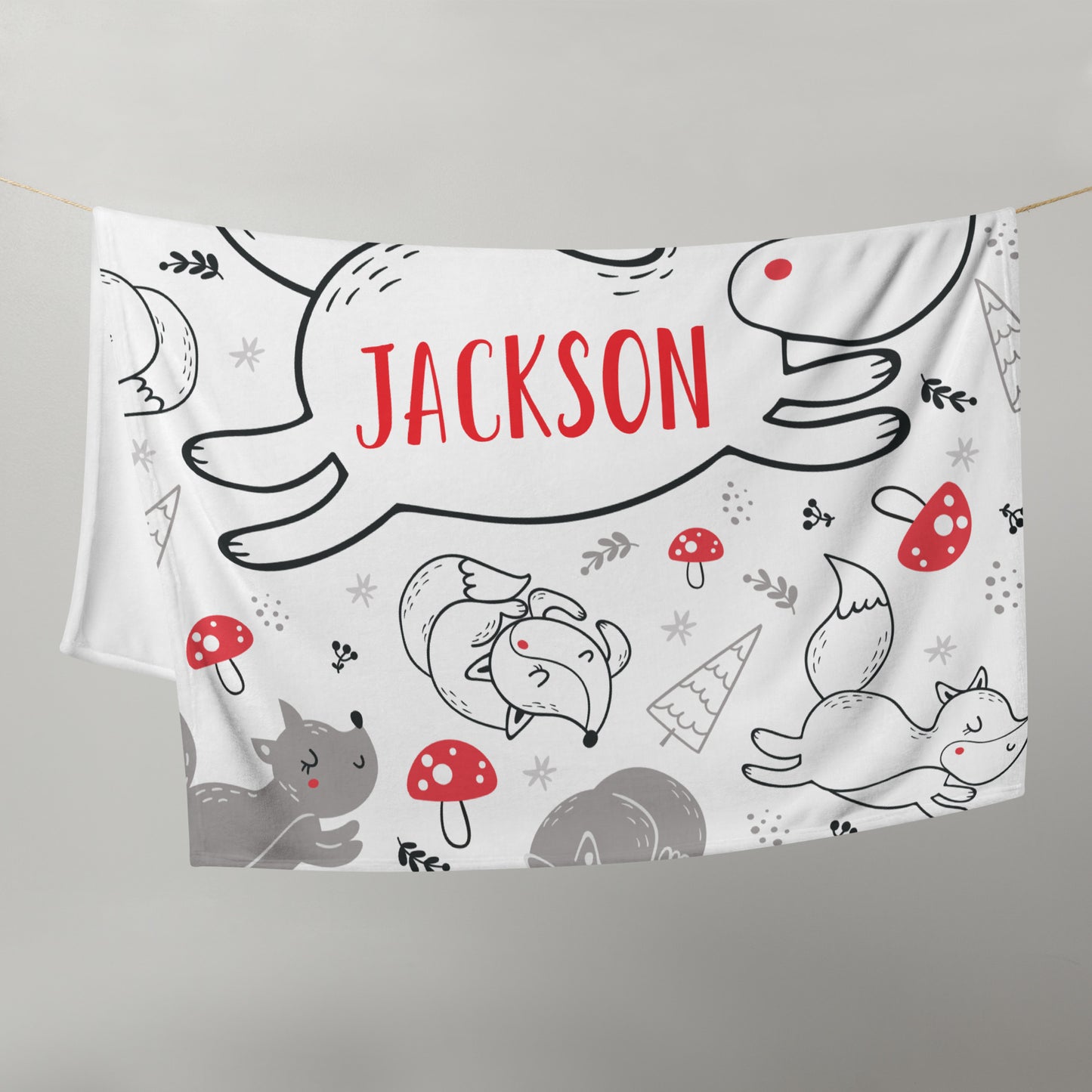 Personalized Name Blanket - Woodland Fox