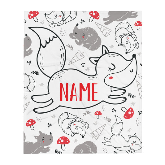 Personalized Name Blanket - Woodland Fox